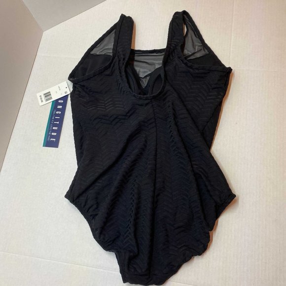 NWT Longitude Sweetheart Mesh Black One Piece Swimsuit - Picture 4 of 10